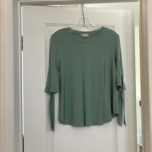 Altar'd State Green Bell Sleeve Blouse with Tie Front